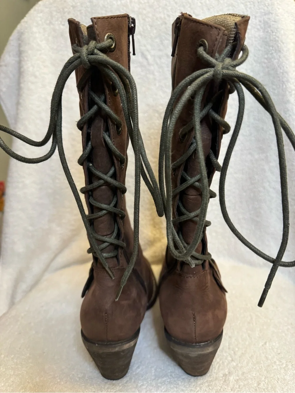 Durango Austin Moto Western Boots 8.5 NWOB Brown Quilted Back Lace Up Heel 2013